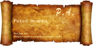 Petró Aranka névjegykártya